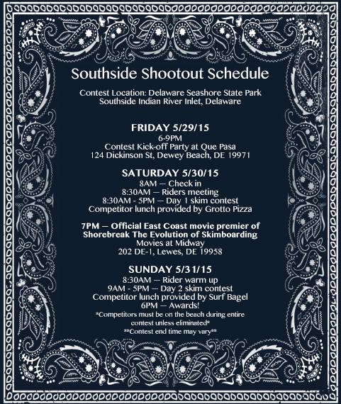 South Side Shootout Schedule 2015, skimboarding in Delaaware, board sports