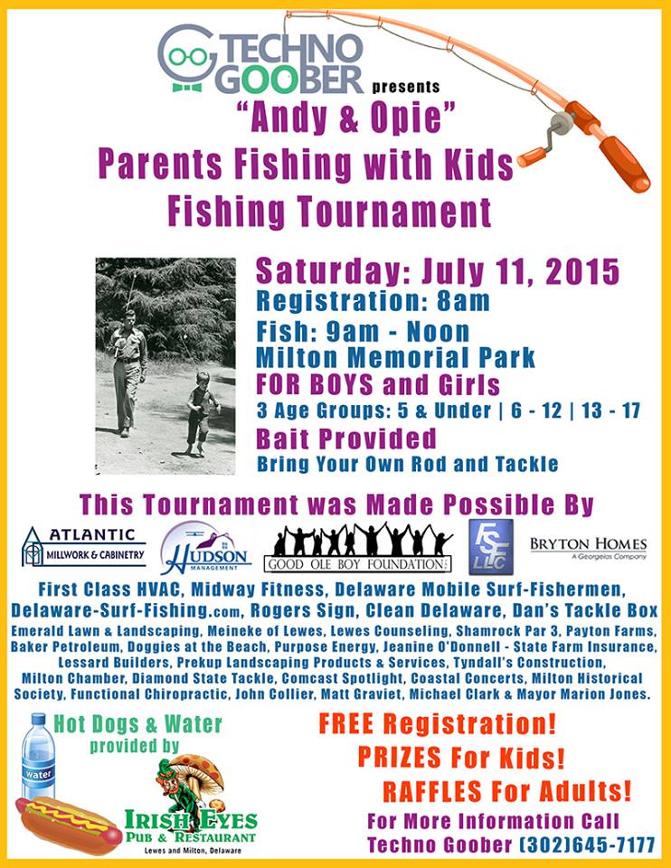 “Andy & Opie” Parents Fishing with Kids Fishing Tournament,milton, delaware, sussex county