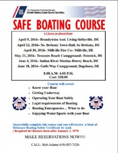 safe boaitng courses, 2016, delaware, sussex county