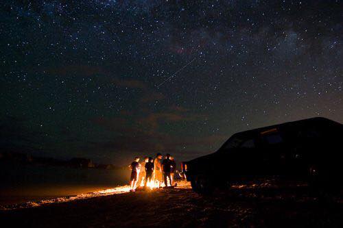 Perseid Meteor shower at the beach.