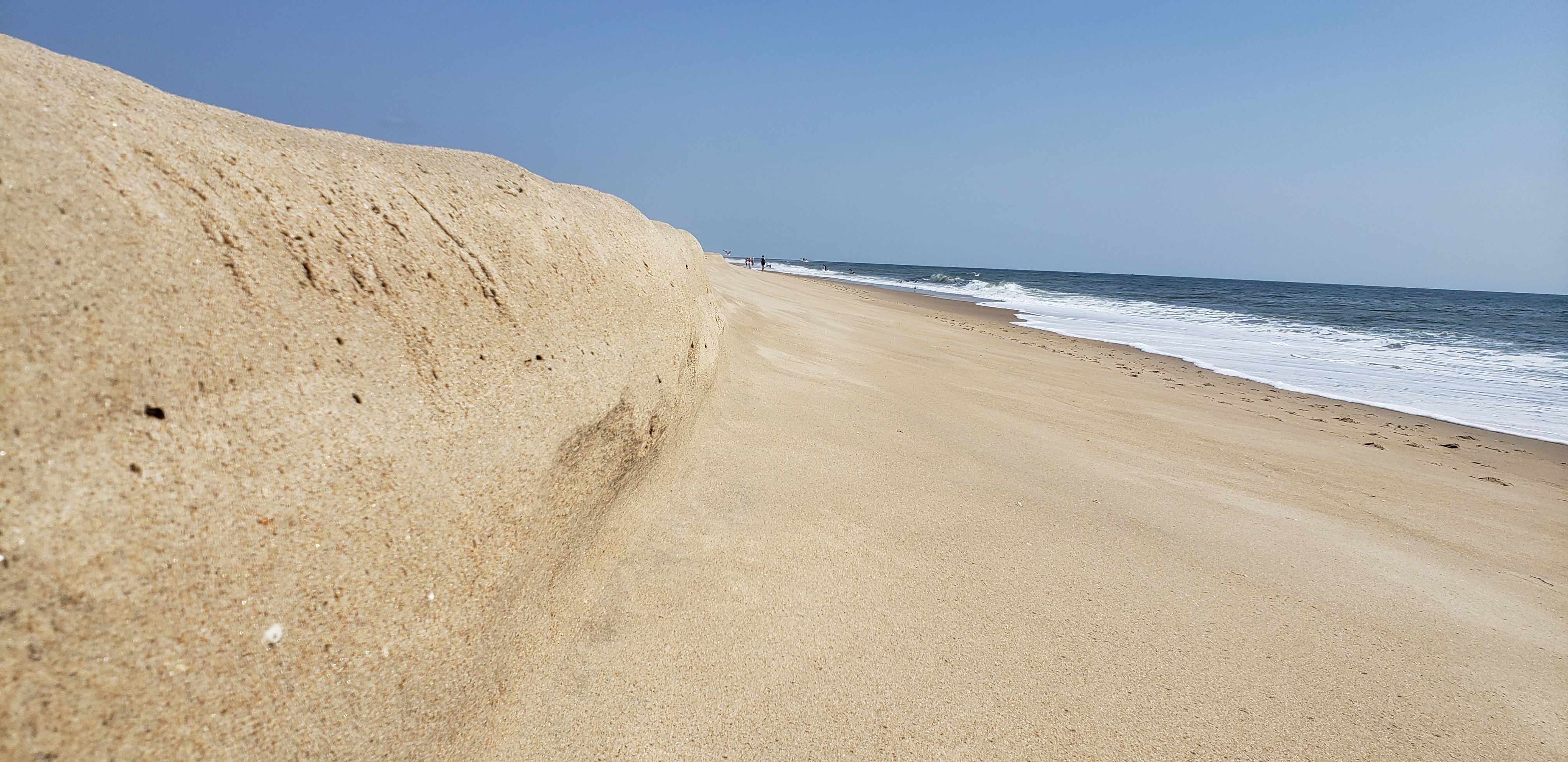 Ledge in the sand above the surf at Fenwick Island. delawaresurf