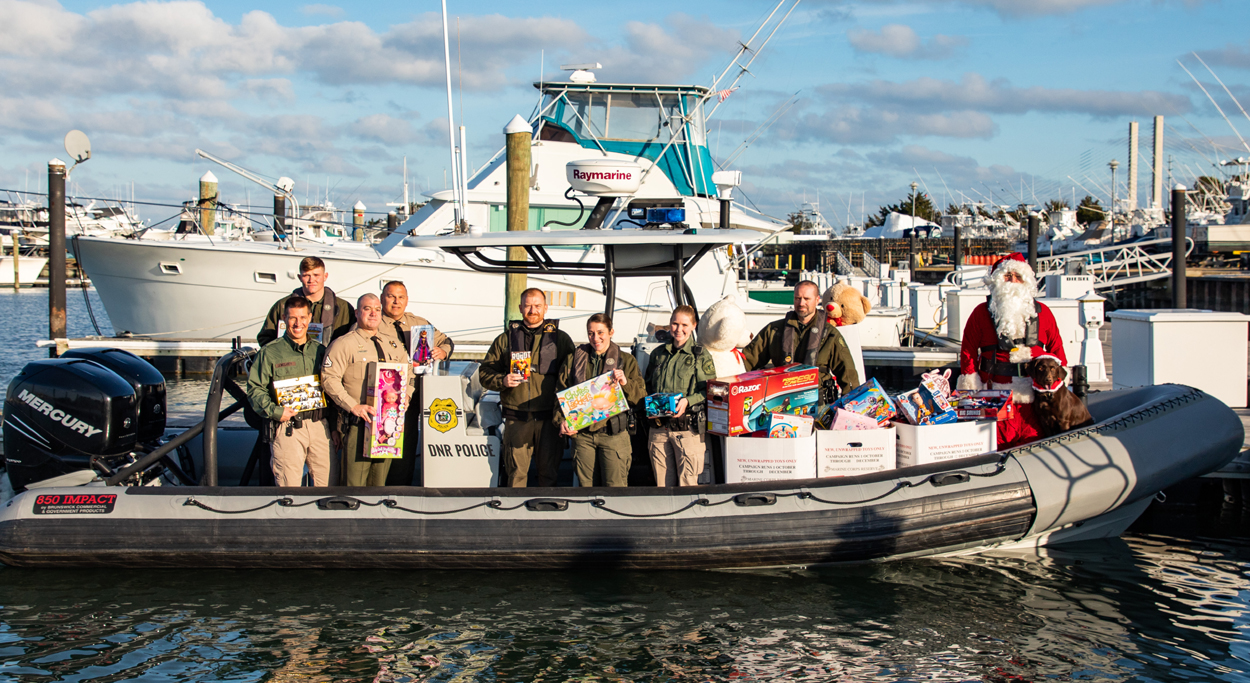 DNREC Natural Resources Police officers gathered Dec. 12 at Indian River Marina near Rehoboth