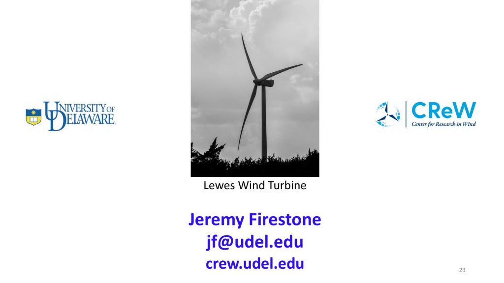 wind energy hand out, delaware sea grant, CReW, university of Delaware, offshoe wind farms, orsted, US wind, 