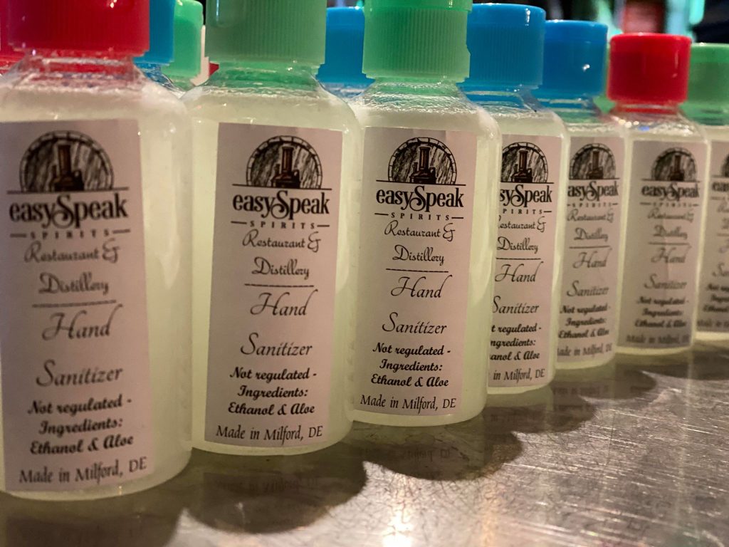 easy Speak hand sanitizer, local distilleries