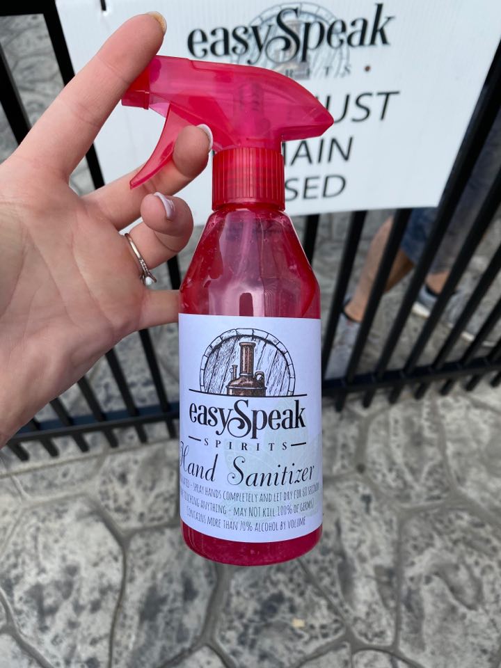 easy Speak hand sanitizer, local distilleries
