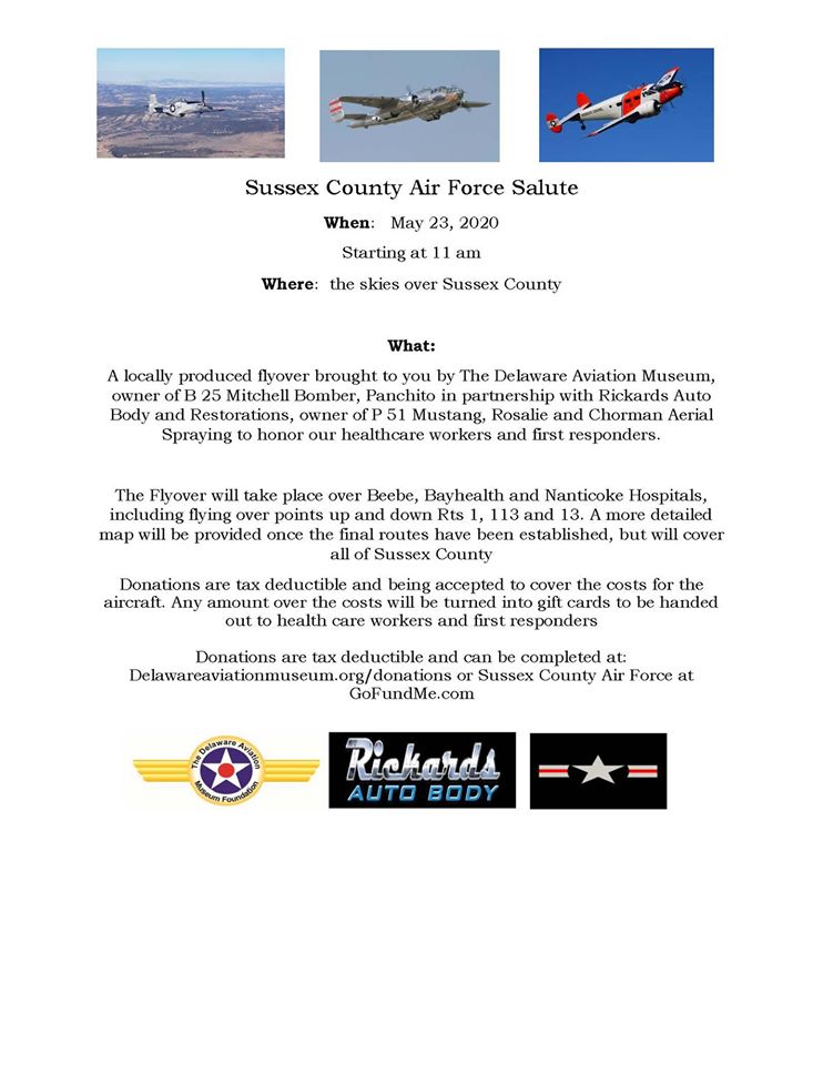 sussex county flyover, first resonders, healthcare workers, class of 2020