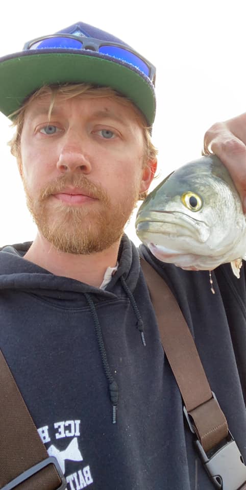 bluefish, ds custom tackle, modified mullet rigs, delaware surf fishing, cape henlopen state park