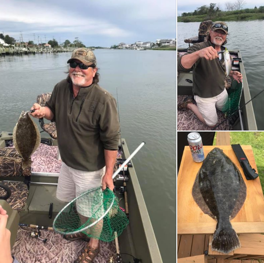 Adam Bryce landed this flounder and weakfish in the Lewes canal