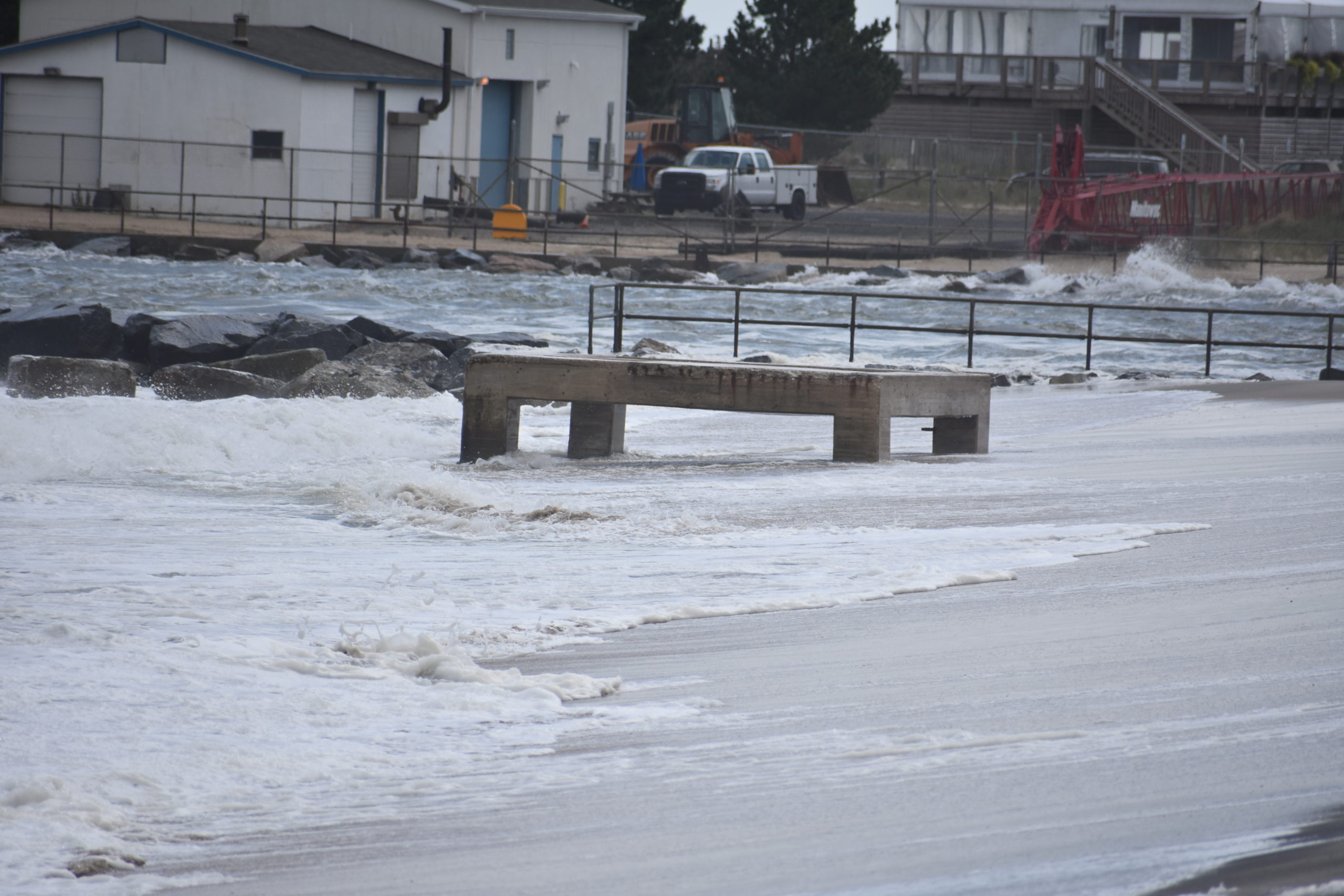 Delaware Seashore State Park at high tide Monday. Storm surge from ...
