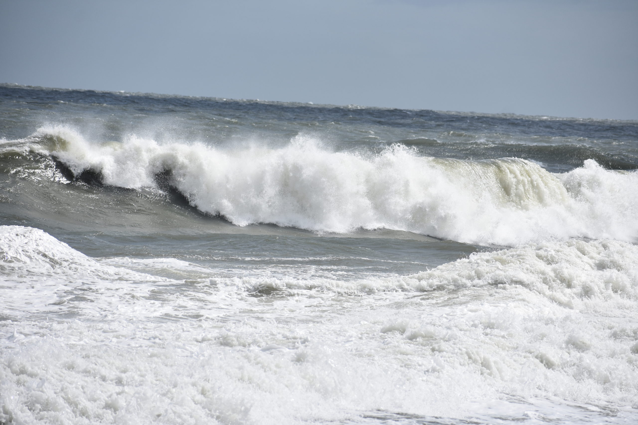 Delaware Seashore State Park at high tide Monday. Storm surge from