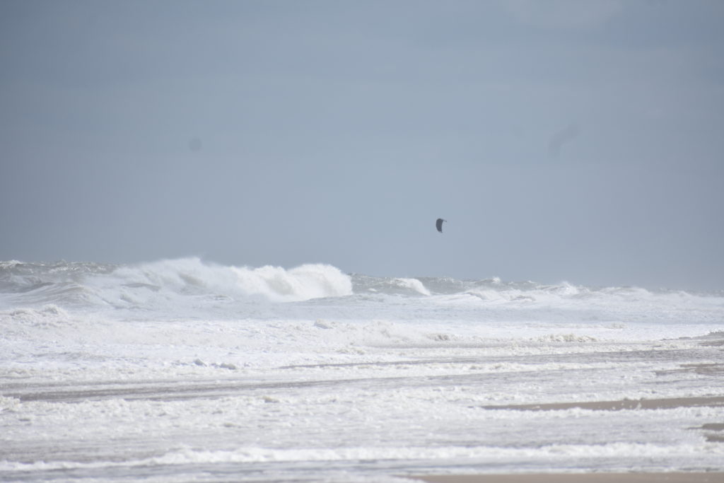 Rehoboth beach, hurricane teddy storm surge, kite boarder, huge waves, big surf, delaware surf fishing