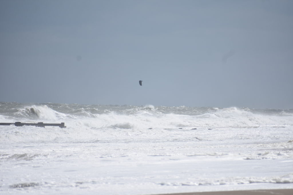 Rehoboth beach, hurricane teddy storm surge, kite boarder, huge waves, big surf, delaware surf fishing