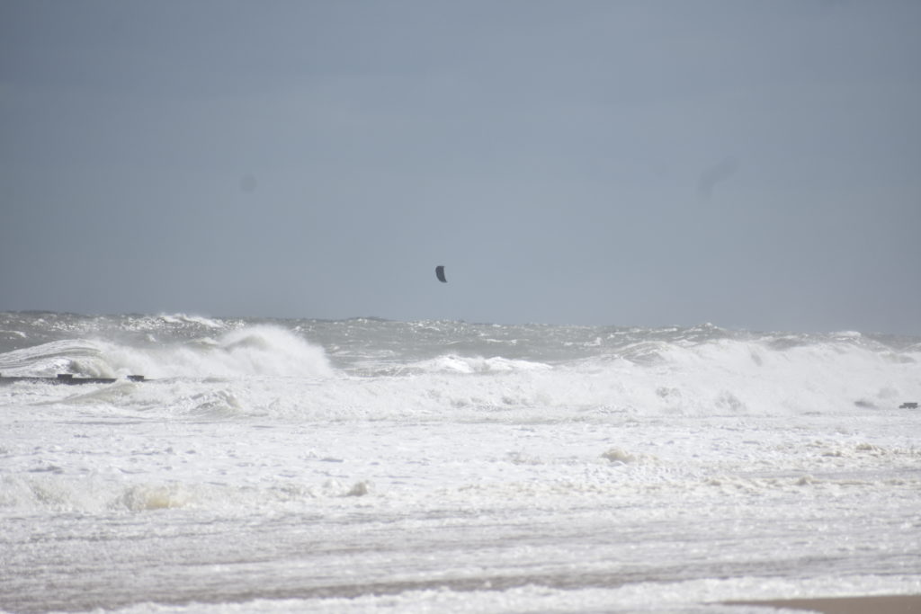 Rehoboth beach, hurricane teddy storm surge, kite boarder, huge waves, big surf, delaware surf fishing