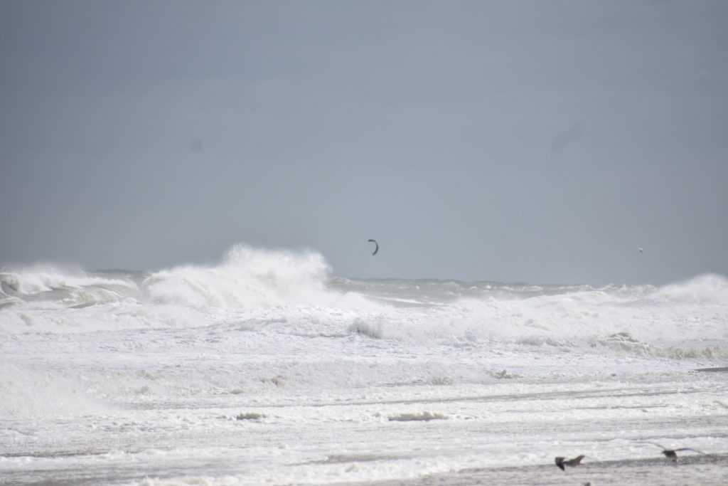 Rehoboth beach, hurricane teddy storm surge, kite boarder, huge waves, big surf, delaware surf fishing