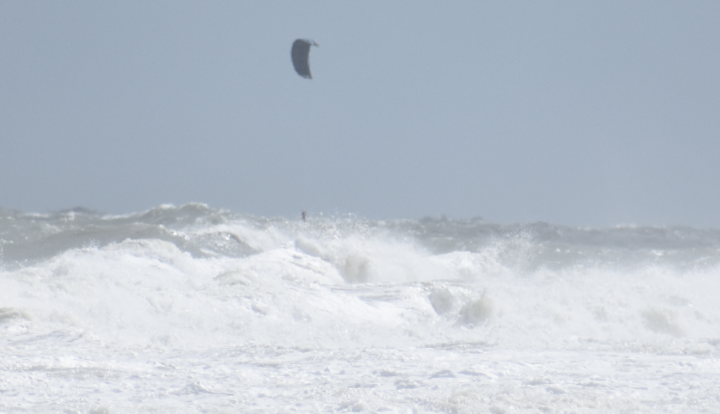 Rehoboth beach, hurricane teddy storm surge, kite boarder, huge waves, big surf, delaware surf fishing