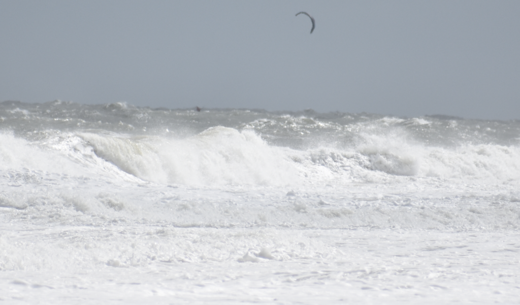 Rehoboth beach, hurricane teddy storm surge, kite boarder, huge waves, big surf, delaware surf fishing