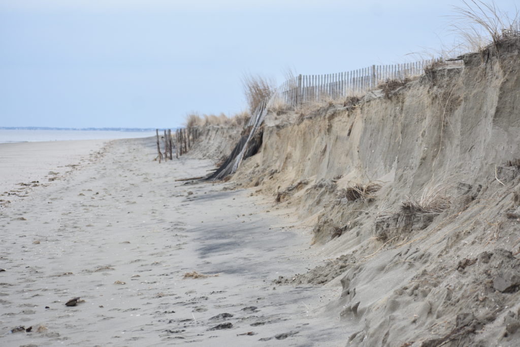 nor'easter damage, beach erosion, broadkill beach, delaware bay beach, delaware surf fishing