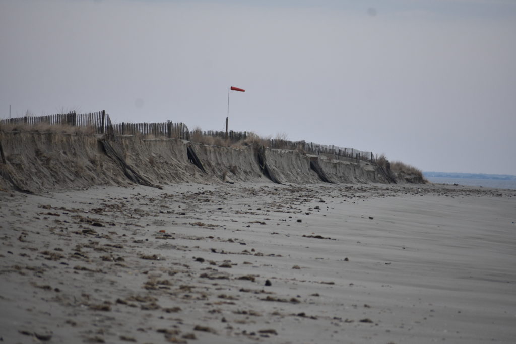 nor'easter damage, beach erosion, broadkill beach, delaware bay beach, delaware surf fishing