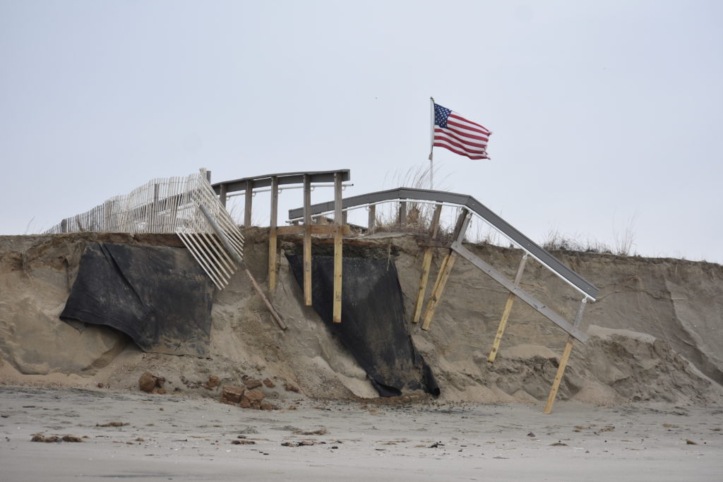 nor'easter damage, beach erosion, broadkill beach, delaware bay beach, delaware surf fishing