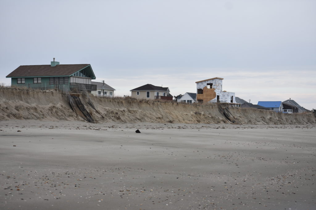 nor'easter damage, beach erosion, broadkill beach, delaware bay beach, delaware surf fishing