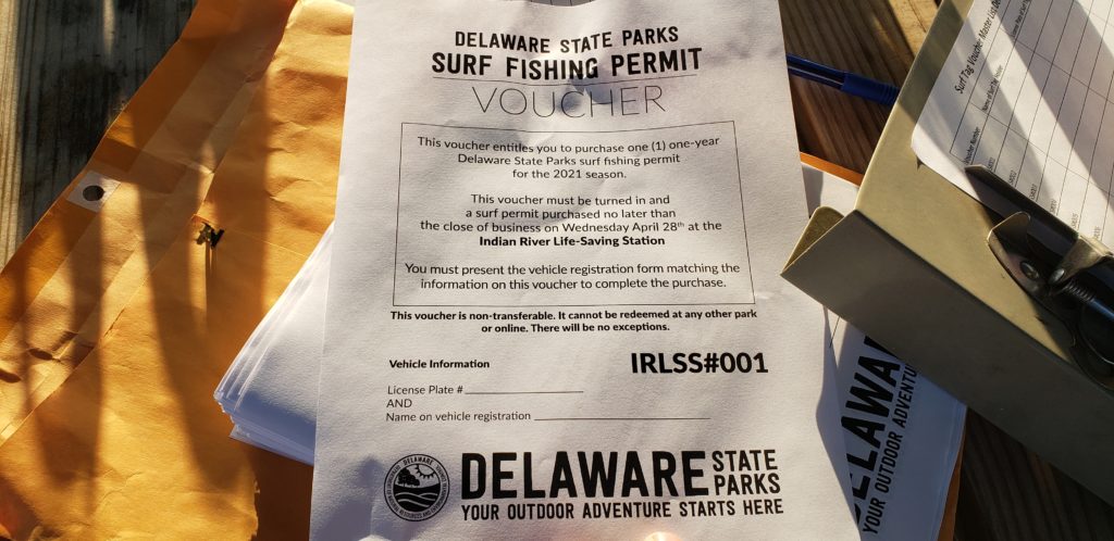 delaware surf fishing tag vouchers, delaware state parks,