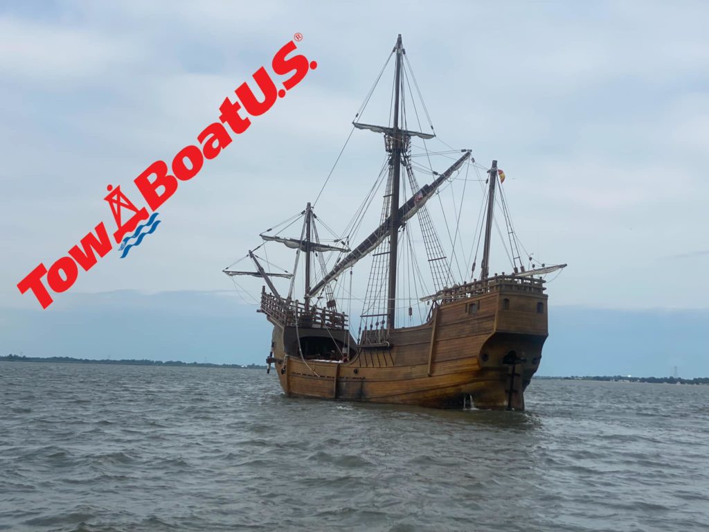 nao Santa Maria replica, towboat us, delaware city marina, delaware surf fishing , 1492, Christopher Columbus