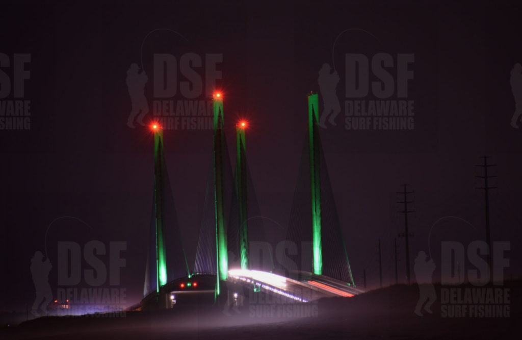 Indian river inlet bridge lights, green lights, route 1, coastal highway