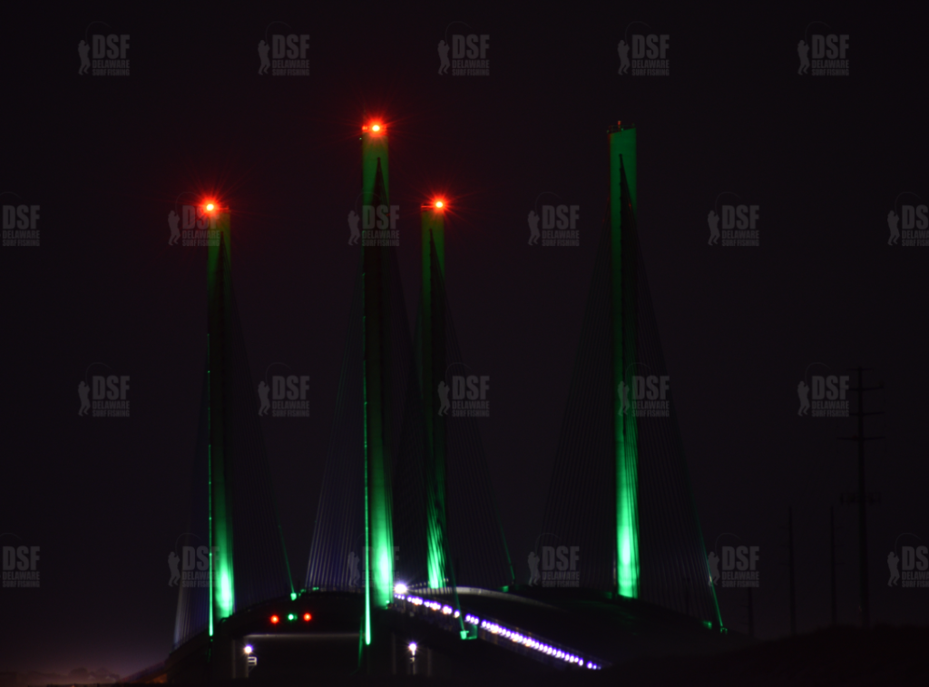 Indian river inlet bridge lights, green lights, route 1, coastal highway